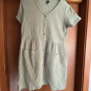 SHEIN Sage Button-Front Mini Dress